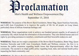 Brown Byrd Foundation Proclamation Award from Hempstead NY