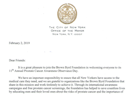 NYC MAYOR BILL DE BLASIO RECOGNITION LETTER